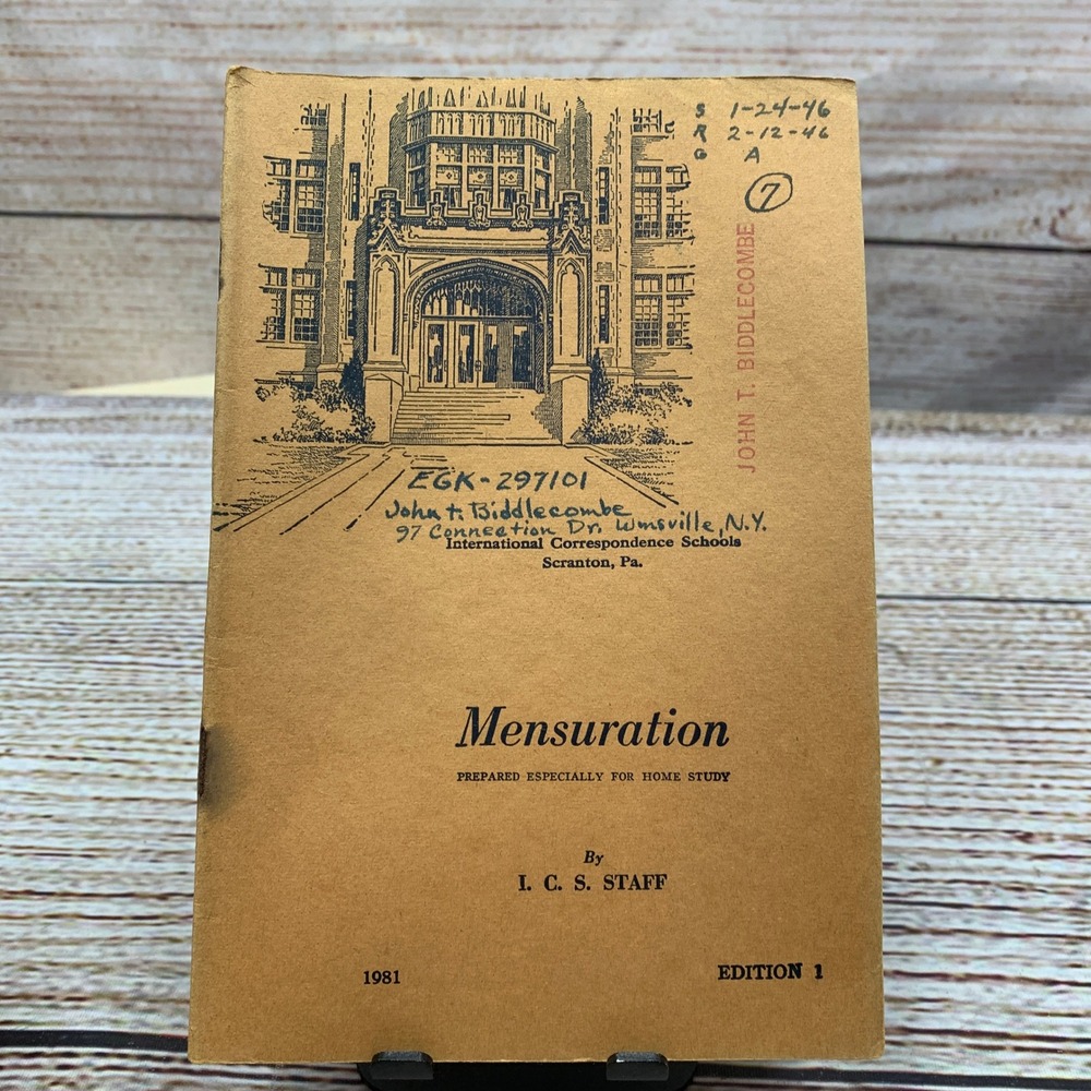Mensuration Prepared Especially for Home Study Textbook 1945 Edition 1 Antique